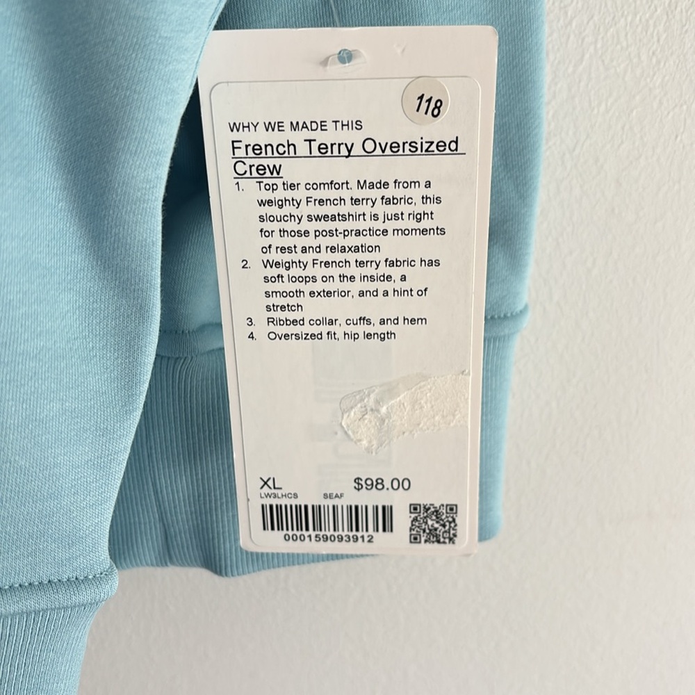 NWT Lululemon French Terry Oversized Crewneck Sweatshirt - Size XL - Picture 2 of 5